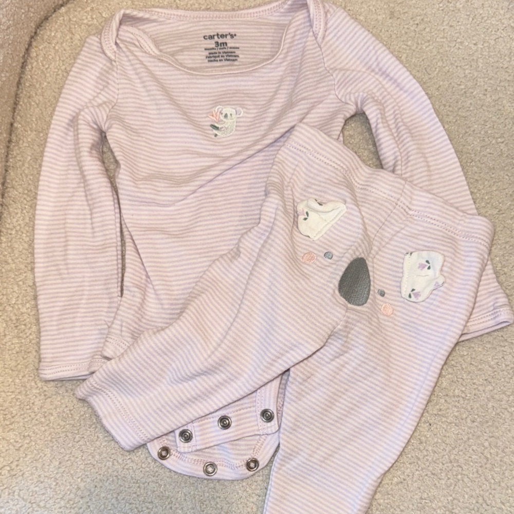 Carter's Light Pink Striped Baby Outfit